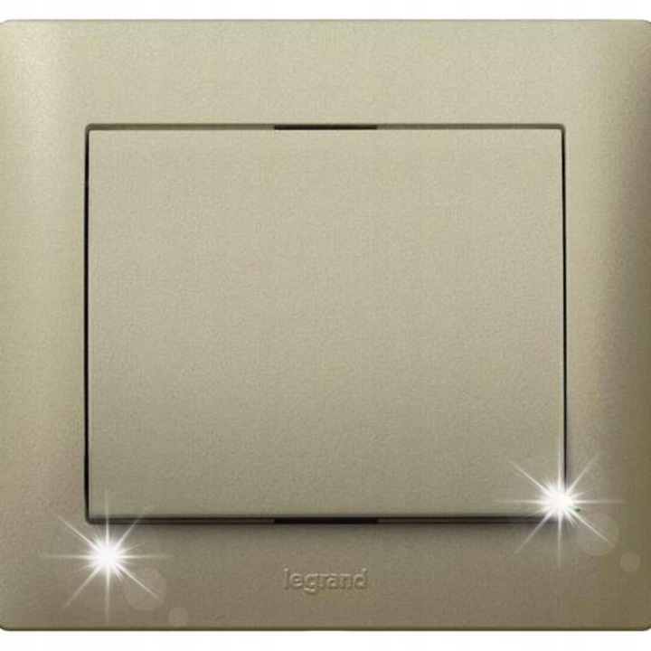 Единичен ключ Legrand Titan, пълен комплект, 10AX, 250V, с рамка, бял