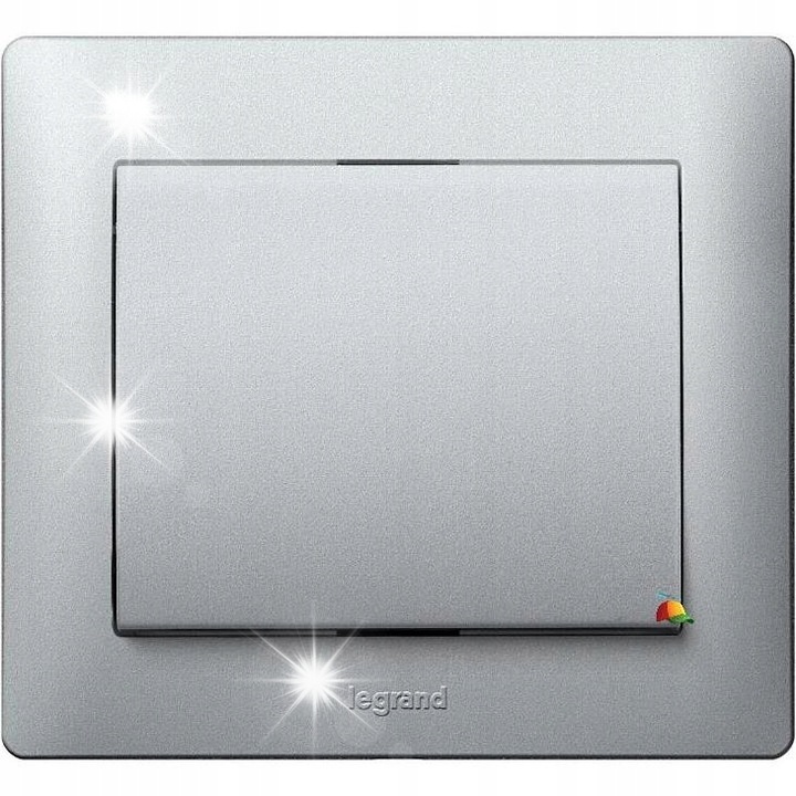 Legrand fém kapcsoló, komplett készlet, 10AX, 250V, Titan, 775801-771310-771301
