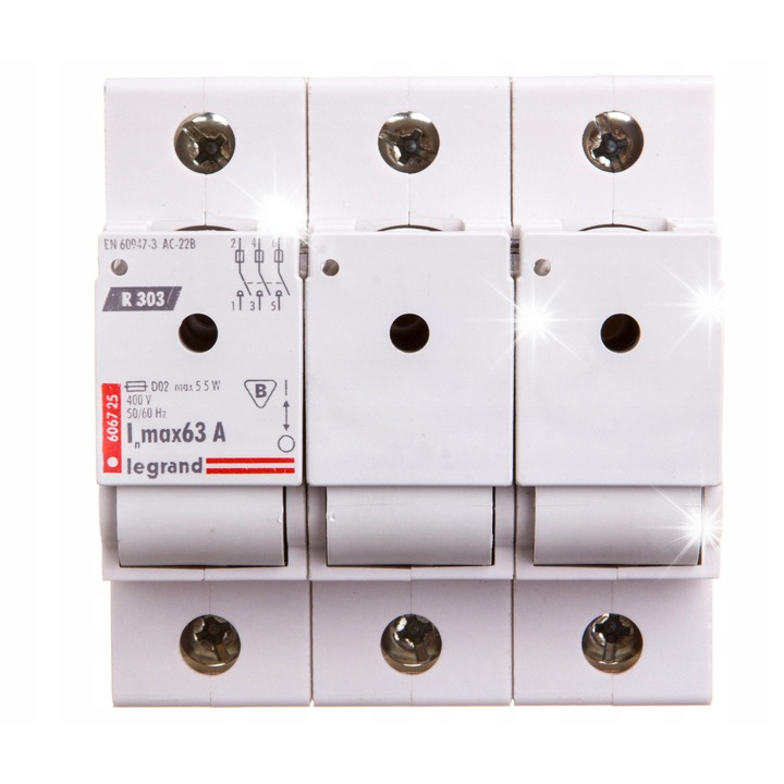 Legrand LE-606725 megszakító, 3 pólusú, 63A, 400V, 83x70.3x79.5mm