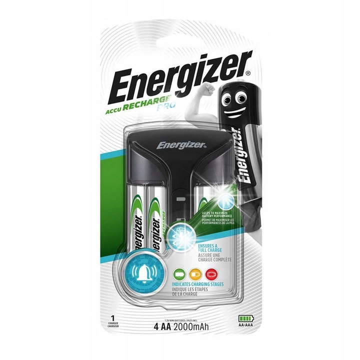Incarcator Energizer Pro + set 4 acumulatori AA 2000mAh, 1.2V, 2000mAh, multicolor