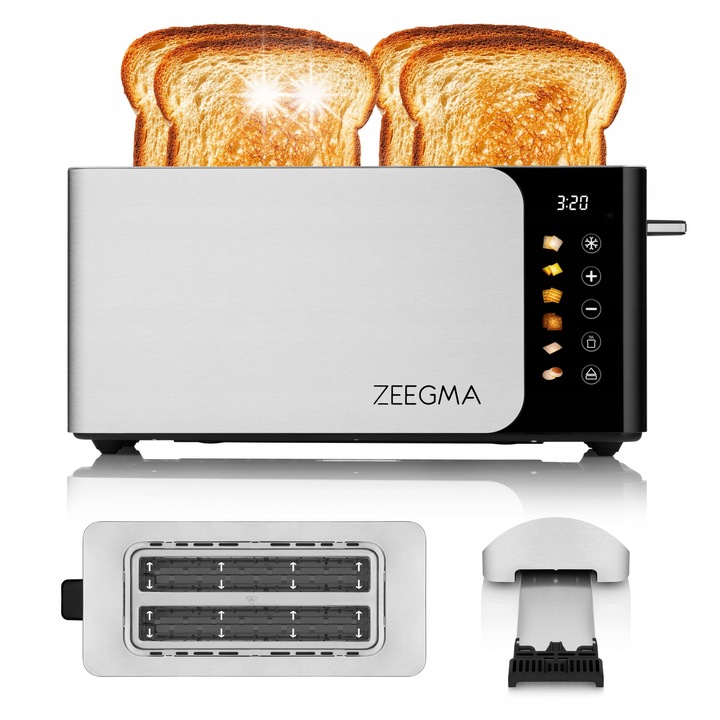 Toster Zeegma Tostee Chef Smart, 4 felii, 1500 W, panou tactil, design elegant, inox