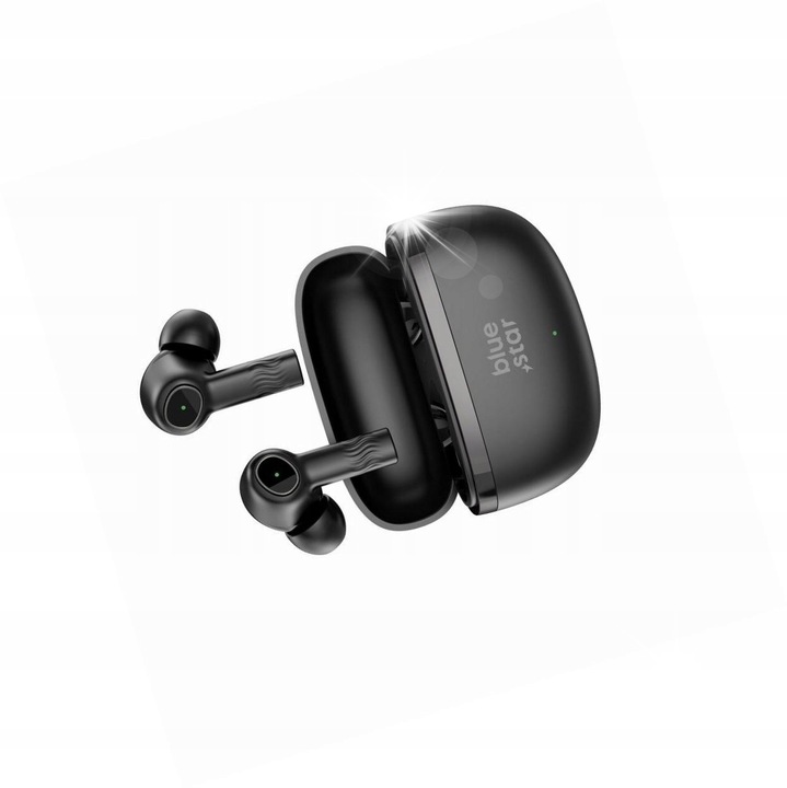 Casti wireless Blue Star TWS cu ANC si ENC, negre, pentru Apple iPhone 13