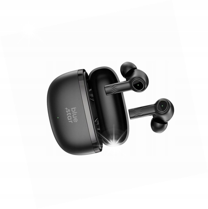 Casti wireless Blue Star AC20E cu ANC si ENC, negre, Bluetooth 5.4, IPX4