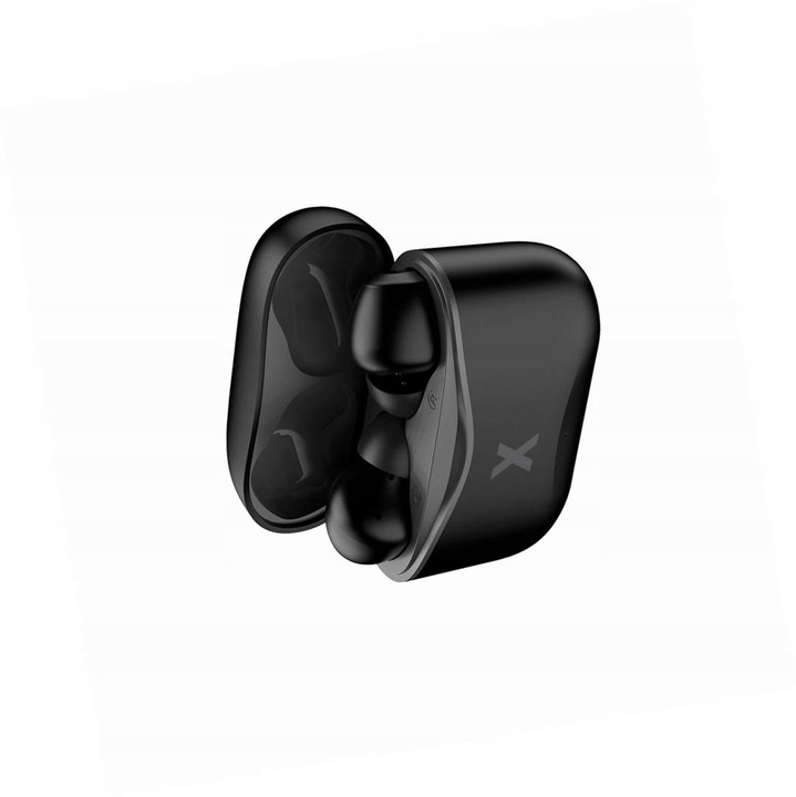 Casti wireless Maxlife TWS, bluetooth, negre, cu etui de incarcare USB-C