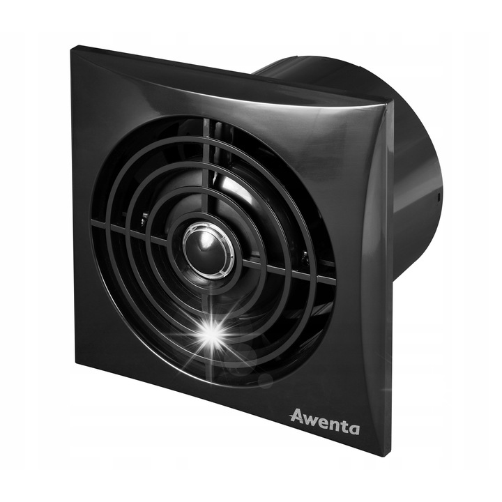 Ventilátor fürdőszobába fi100, Awenta, Silence, fekete szín, mennyezeti rögzítés