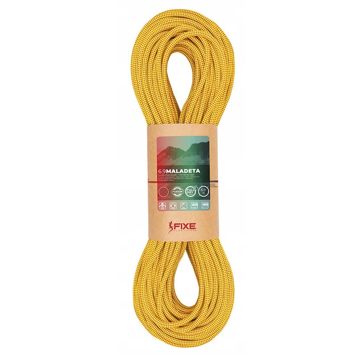 Fixe Climbing Maladeta 6,9mm ikerkötél, 40m, sárga, ultrakönnyű, ellenálló