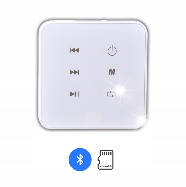 Стенен плейър с усилвател MRP 2151, Bluetooth, AUX, бял, 86x86mm, пълен комплект