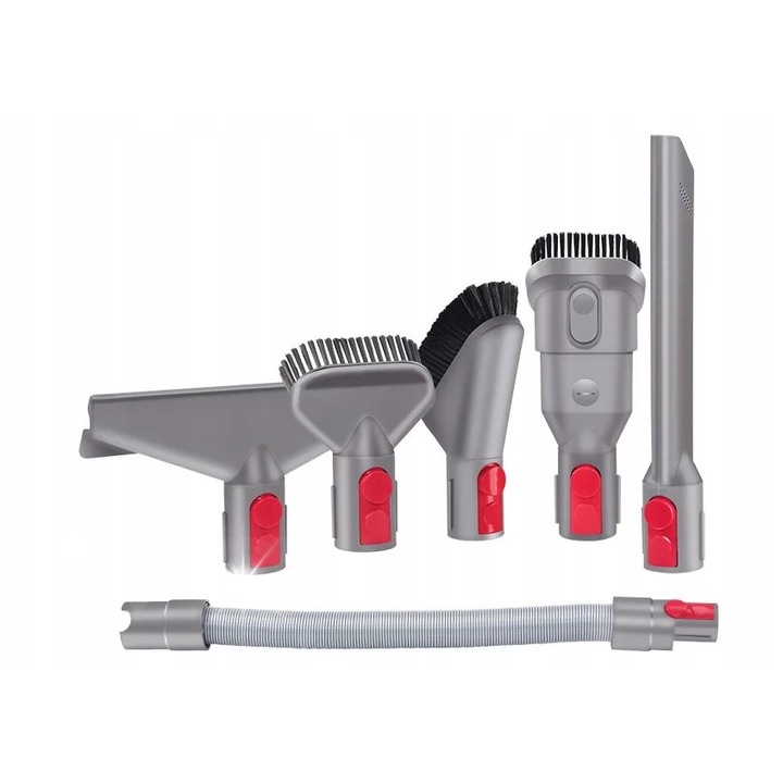 Set 5 accesorii pentru aspiratoare, tub flexibil, compatibil cu DYSON, 52x160cm, diverse perii