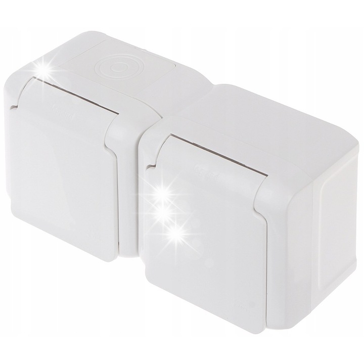 Двоен контакт Forix, 230 V, 16 A, IP44, бял, 140x69x54mm