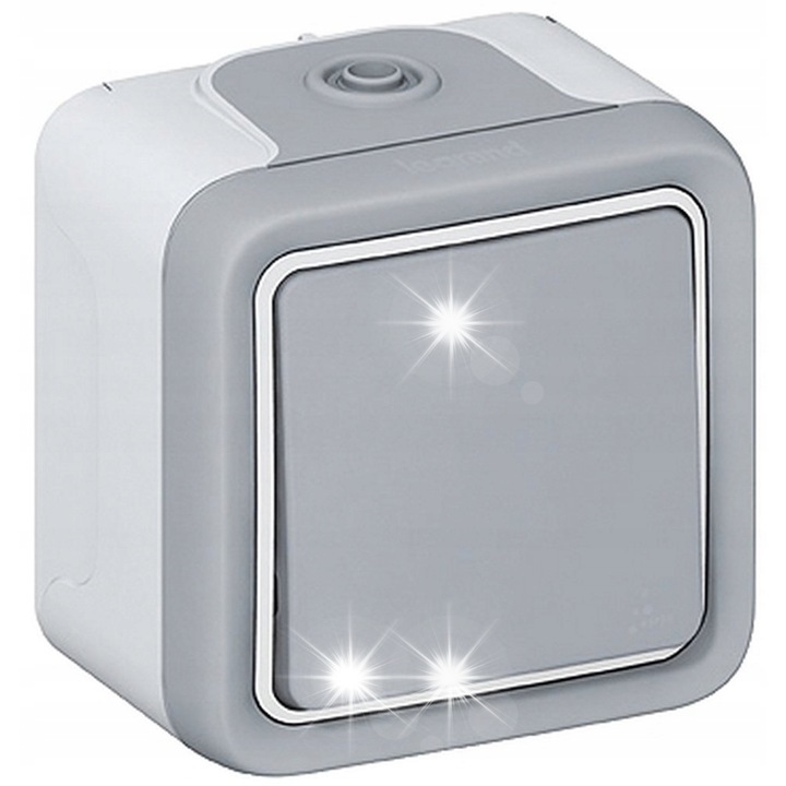 Buton PLEXO, LEGRAND, 1 contact, gri, montaj natynkowy, IP55