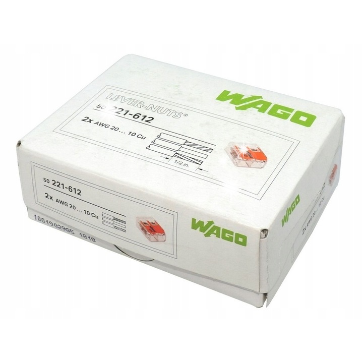 Conector instalare WAGO COMPACT 2x0,5-6mm, transparent, set 50 bucati