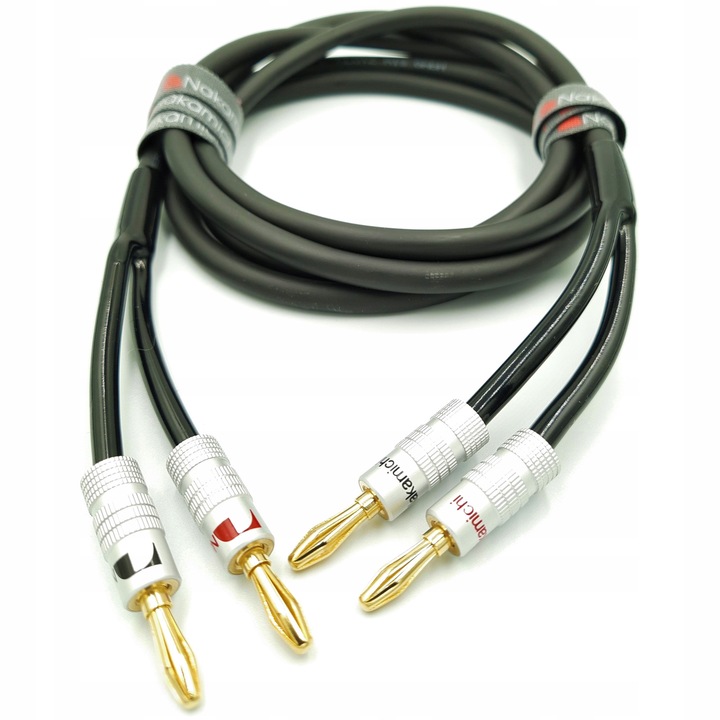 Klotz LY225S 2x2,5mm2 audio kábel Nakamichi banándugókkal, 4m, fekete, komplett szett