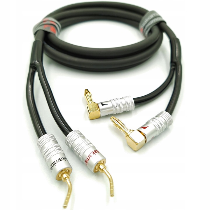 Аудио кабел Klotz LY225S 2x2,5 mm2, пълен комплект с бананови и щифтови конектори Nakamichi, 2 м, черен