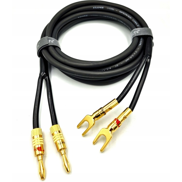 Kabel audio Klotz LY240S 2x4 mm2, set complet cu wtyki bananowe si widelkowe Nakamichi, 3 m, negru