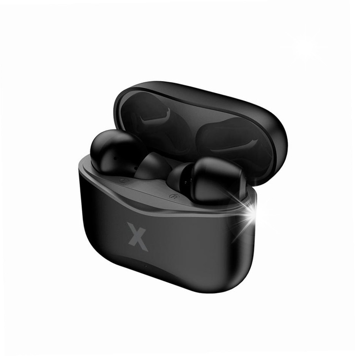 Maxlife TWS vezeték nélküli fülhallgató, bluetooth, fekete, USB-C töltőtokkal