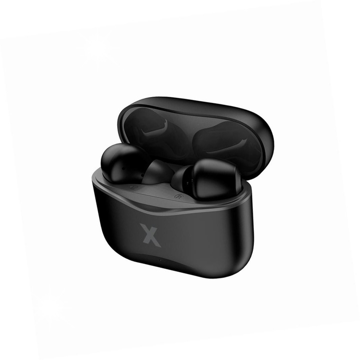 Maxlife TWS vezeték nélküli fülhallgató, bluetooth, fekete, USB-C töltőtokkal