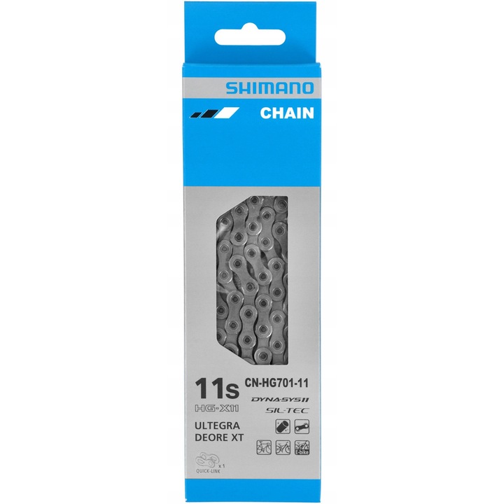 Верига Shimano CN-HG701, 11 скорости, 116 звена, SIL-TEC, за планински и шосейни велосипеди