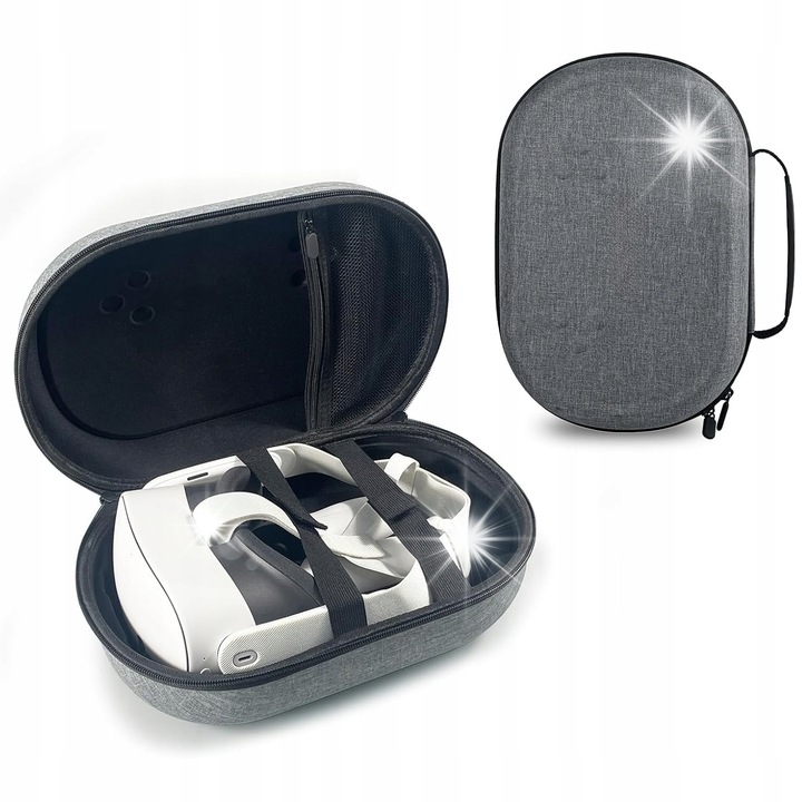 Etui protective pentru Meta Quest 3 / Quest 3S cu Elite Strap, waterproof, rezistent la socuri, 33x22x13cm, gri