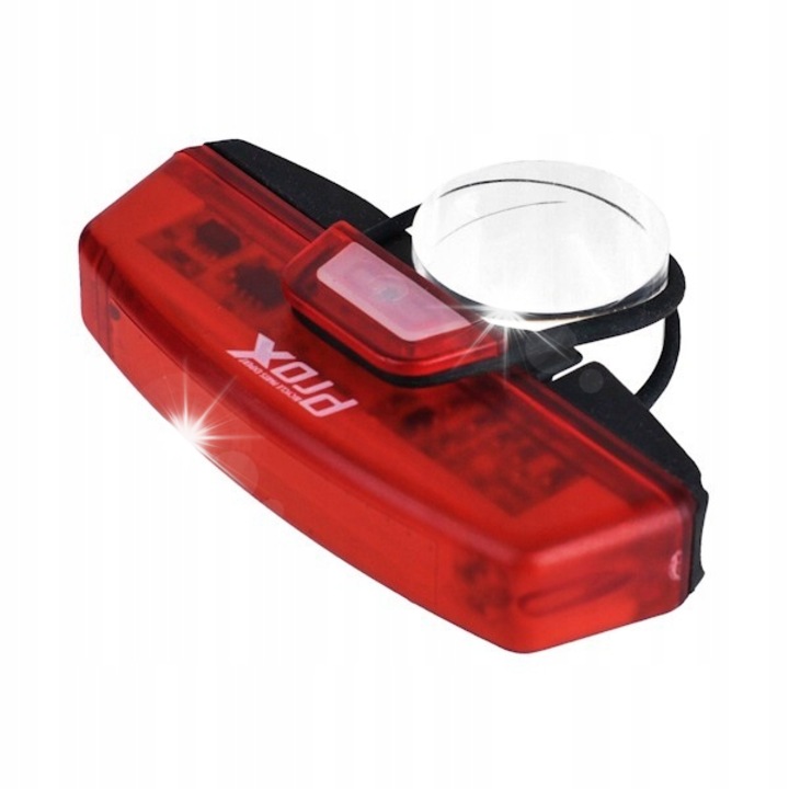 PROX Line R kerékpárlámpa, piros, 30 Lm, 6 világítási mód, méretei 8x3x3cm, 500mAh akkumulátor