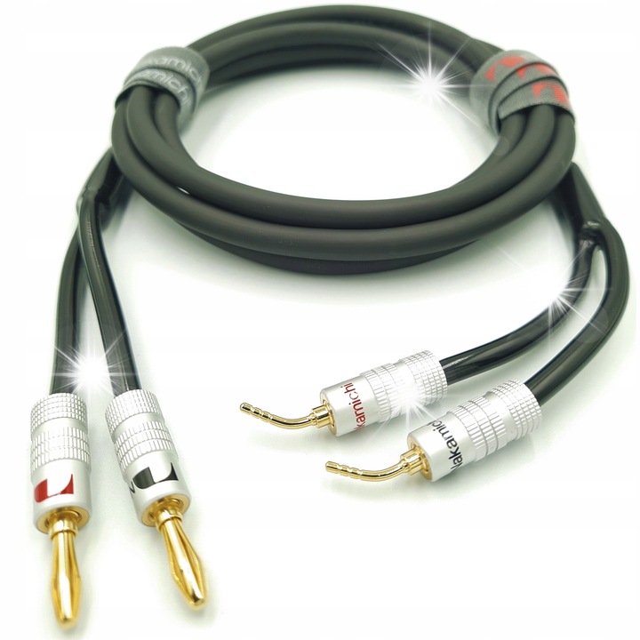 Klotz LY215S 2x1,5 mm2 cu hangszórókábel Nakamichi banándugókkal és tűs csatlakozókkal, 1,5 m, komplett szett
