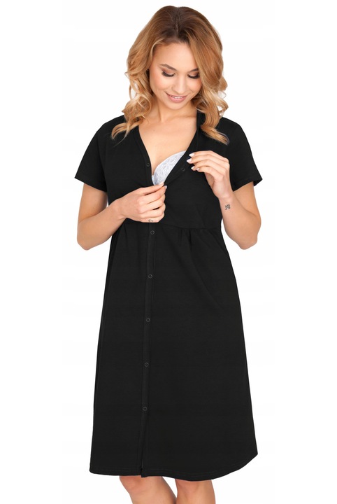 Pijamale dama, Przyszla Mama, camasa de alaptare, bumbac, neagra, L INTL