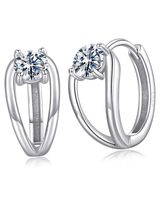Cercei din argint 925 cu Moissanit 0,3 ct, dimensiuni 13x7mm, set elegant