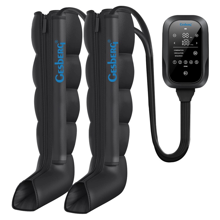 Gesberg Presso Health PRO - Aparat presoterapie cu acumulator, 5 camere suprapuse, drenaj limfatic picioare