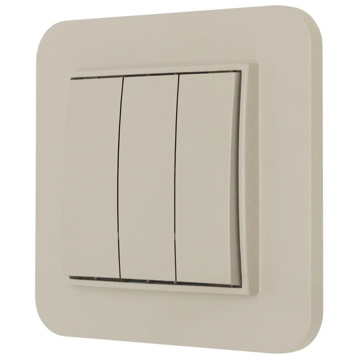 Karlik Seria Mini hármas kapcsoló szett lekerekített kerettel, taupe, méretek 60MRTZ-1 x 60MWP-7