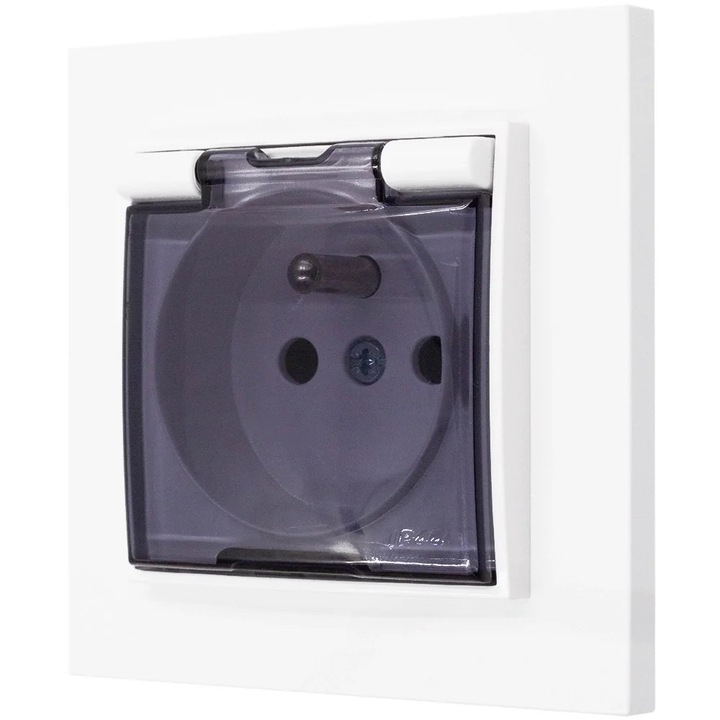 Karlik Mini sorozatú fröccsenésálló aljzat kerettel, fehér, 80x80mm, IP44