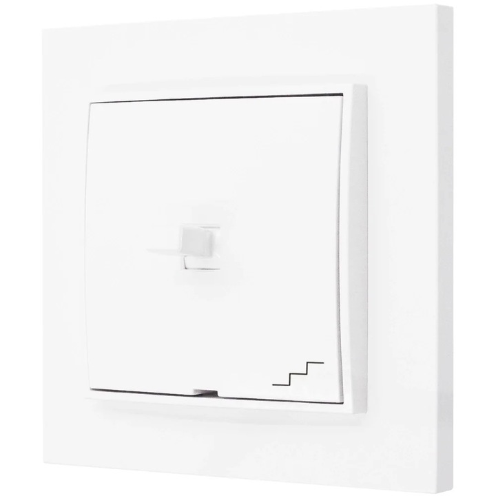 Karlik Seria Mini kapcsoló, amerikai stílusú vázolt kapcsolómechanizmus, fehér, méretek 80x80mm