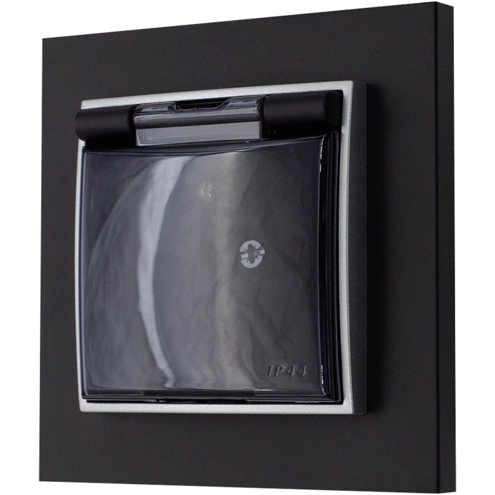 Karlik Mini matt fekete vízálló aljzat kerettel, mérete 80x80mm