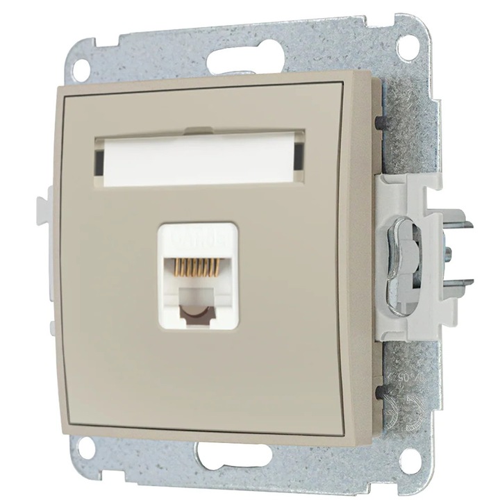 RJ45 számítógép aljzat 1xCat.5e, Karlik Mini, taupe, vékony szerelés