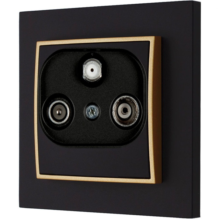 RTV-SAT aljzat mini kerettel, Karlik, matt fekete és arany, méretek 80x80mm