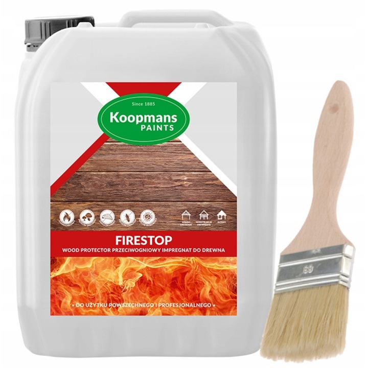 Протектор за дърво KOOPMANS FIRESTOP, 5 кг, безцветен, нанасяне с четка или валяк