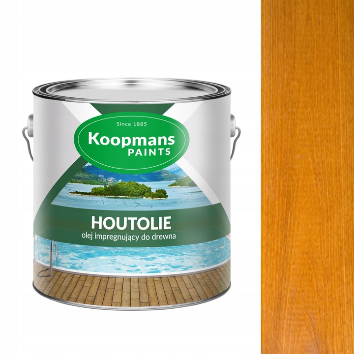 Импрегниращо масло Koopmans HOUTOLIE 104, прозрачно с UV филтър, 2,5л, за защита на дърво