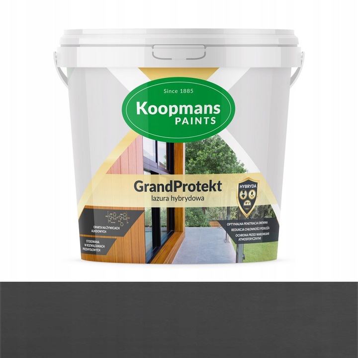 Koopmans 3L hibrid lazúr faanyagra, antracit, gyorsan száradó, dekoratív védelem