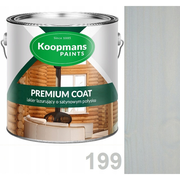 Vopsea acrilica Koompans PREMIUM COAT 5L, transparenta, pentru interior, pentru lemn, 15-20 m2/l, gri