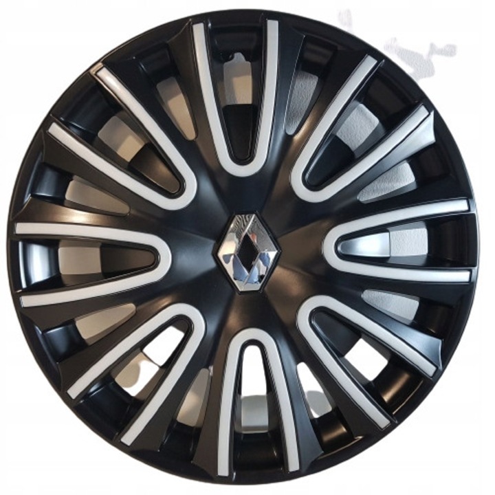 Тасове за джанти Renault 15", матово черни, със сребристи детайли, комплект 1 бр.