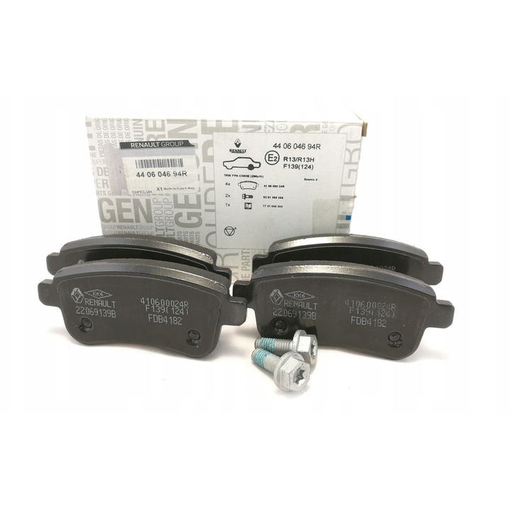 Renault hátsó fékbetétek, 16mm, 106,5x45,6mm, 4 darabos készlet