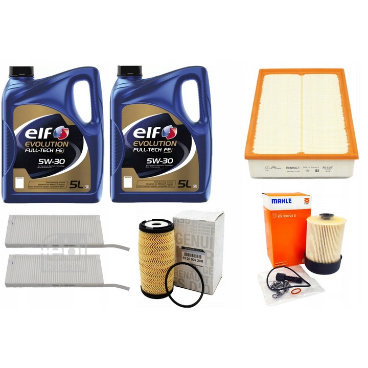 Eredeti Renault, FEBI, MAHLE szűrőkészlet, Elf 5W30 olaj, 10 liter