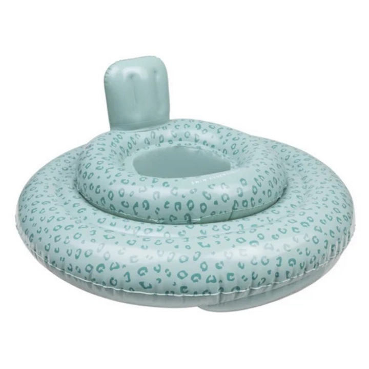 Colac de inot pentru copii The Swim Essentials, forma rotunda, cu suport pentru picioare, culoare verde leopard, dimensiune 70x70cm
