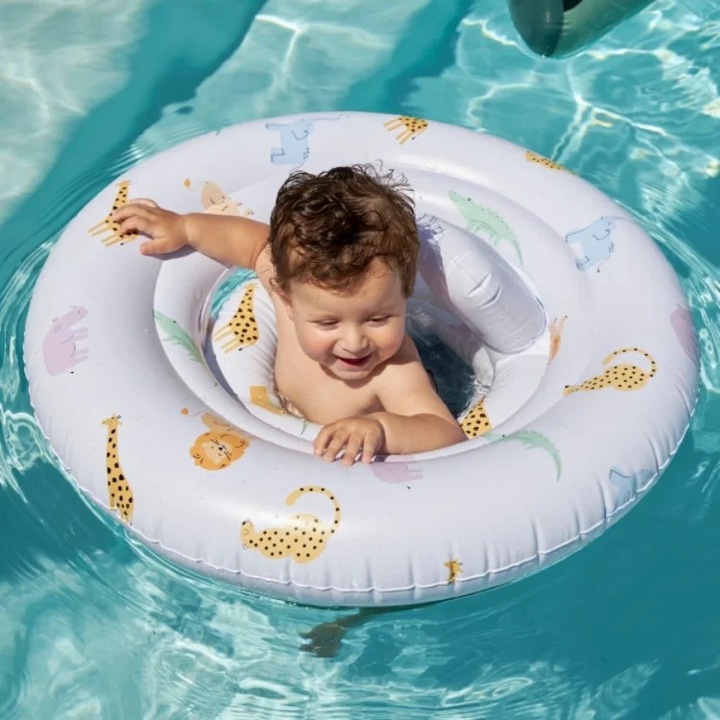 Colac de invatare pentru copii The Swim Essentials, cu suport pentru picioare, culoare multicolor, dimensiune 70x70cm