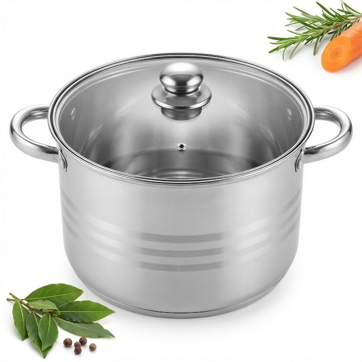 Rozsdamentes acél edény 28 cm, 12,5 L, üvegfedővel