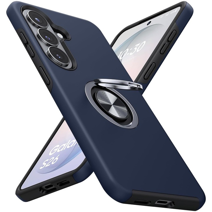 Husa MobileSmart pentru Samsung Galaxy S26, Inel Rotativ 360°, Suport Auto Magnetic, Protectie Camera, Antisoc, Bleumarin