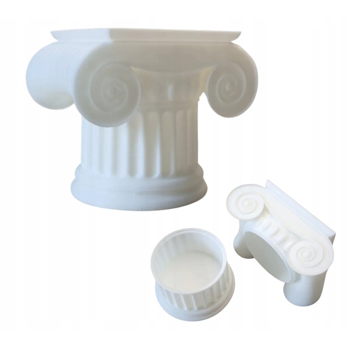 Suport decorativ 3D Pro Parts, coloana antica, alb, 11x8x9,5 cm