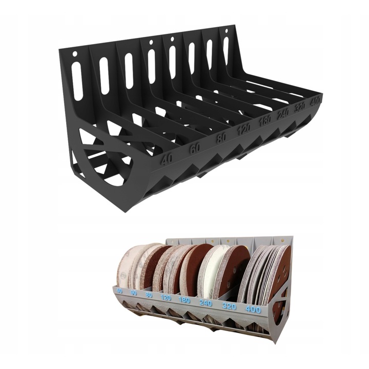Rendszerező csiszolókorongokhoz, Pro Parts, 150mm, műanyag, 25x15x17cm, fekete