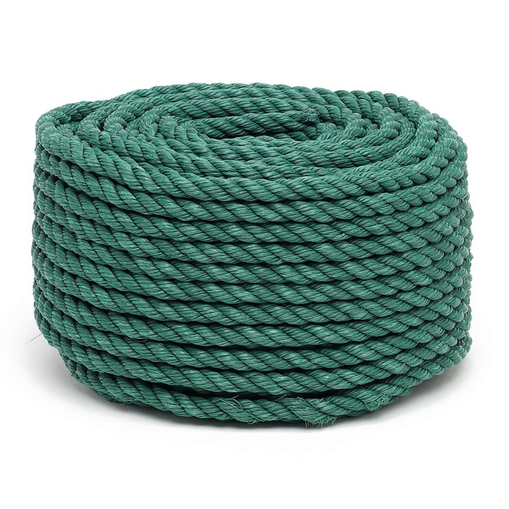 Polipropilén kötél 12 mm x 50 m, zöld, nagy szakítószilárdság 2200 kg, sokoldalú felhasználás