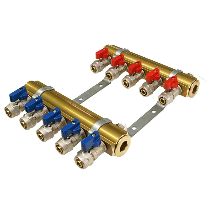 Distribuitor 2 cirucite Instal-Hurt, 1", set complet cu valve, aerisitoare, dopuri, suporturi