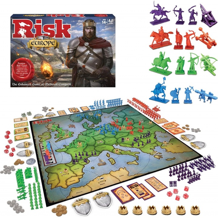 Joc de societate, Risk Europe, strategie, mod avansat, multicolor, 2-4 jucatori