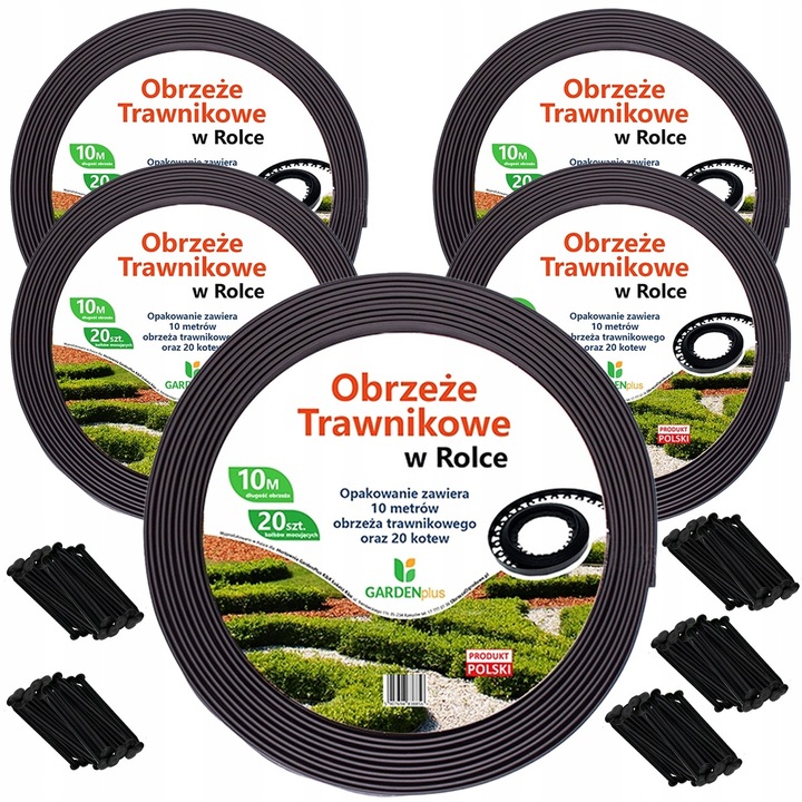 Градинска ограда GardenPlus, 50 м, 5 см височина, 4 см ширина, черен/графит